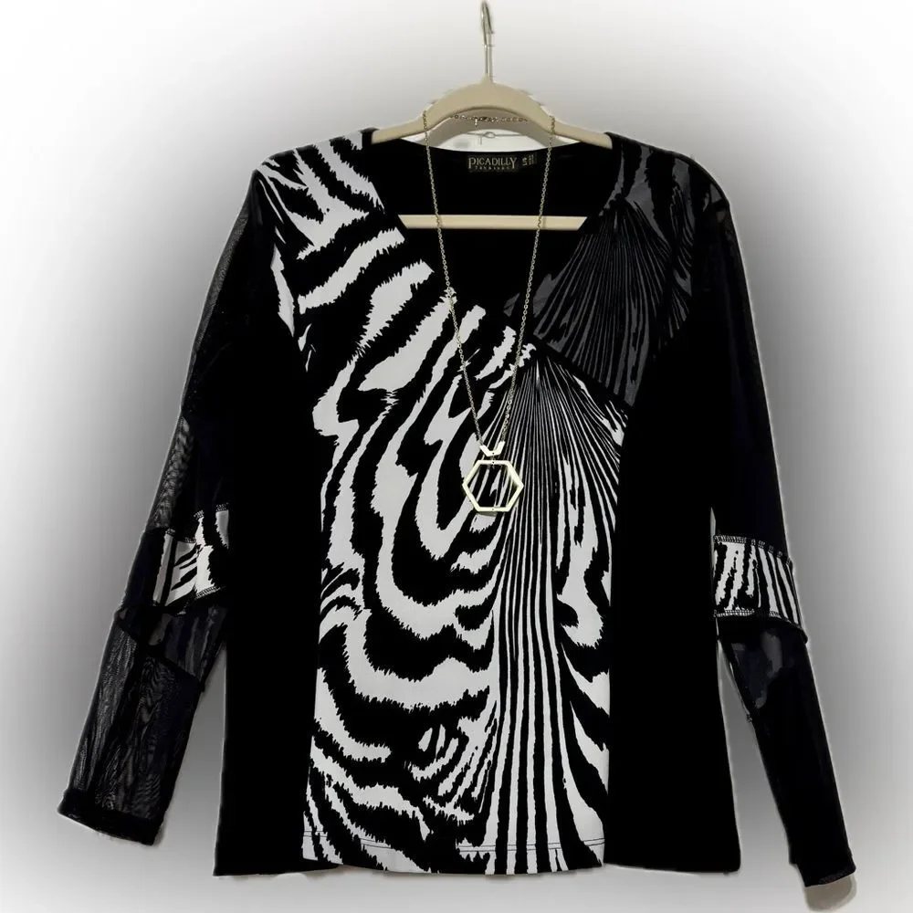Picadilly Fashions black & white top! - Picture 3 of 14